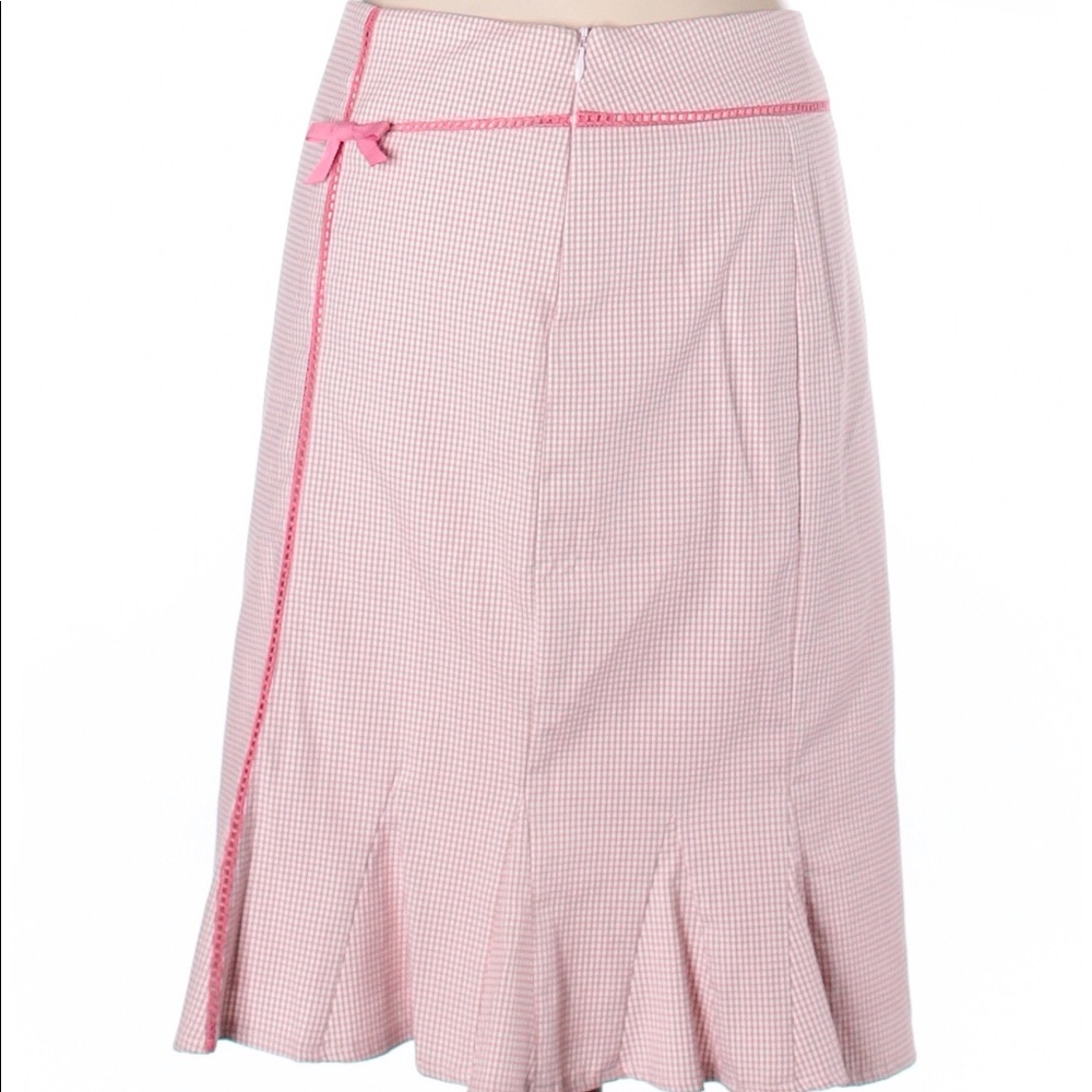 NWOT Nanette Lepore Pink Knee Length Bow Skirt - Picture 2 of 3